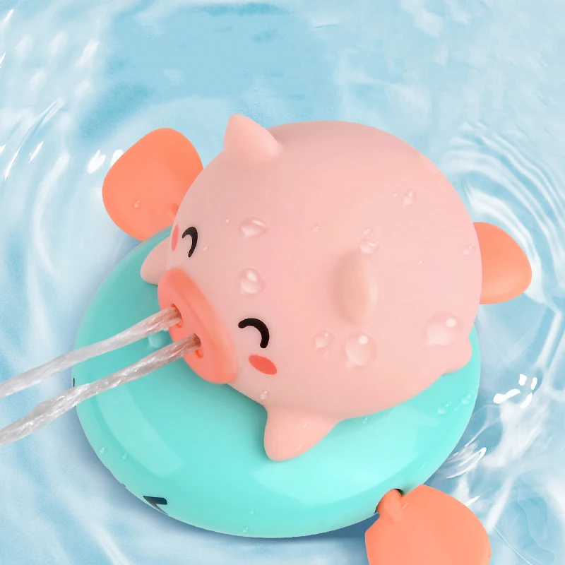 Lovely Baby Shower Toys Cute Cartoon Pig Water Spray Clockwork Toys Baby Swimming Pool Bathing Beach Toys Boy Girl Gift