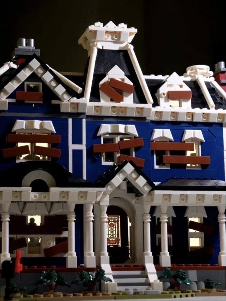 2593 Teile Raumdekoration Architekturmodell Blaues Haus Konstruktions-Baustein-Set für Erwachsene Geburtstags- und Weihnachtsgeschenke