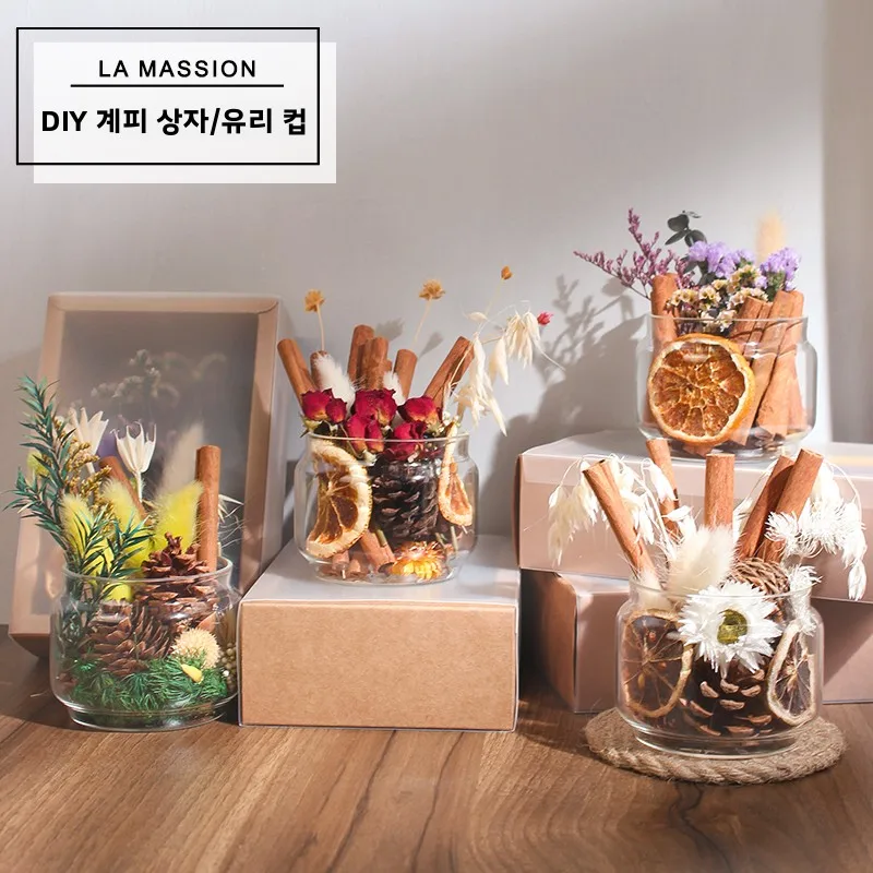 No-Flame Cinnamon Aromatherapy Cup Handmade DIY Dried Flower Material Decorative Ornaments Home Decoration Living Room Decor