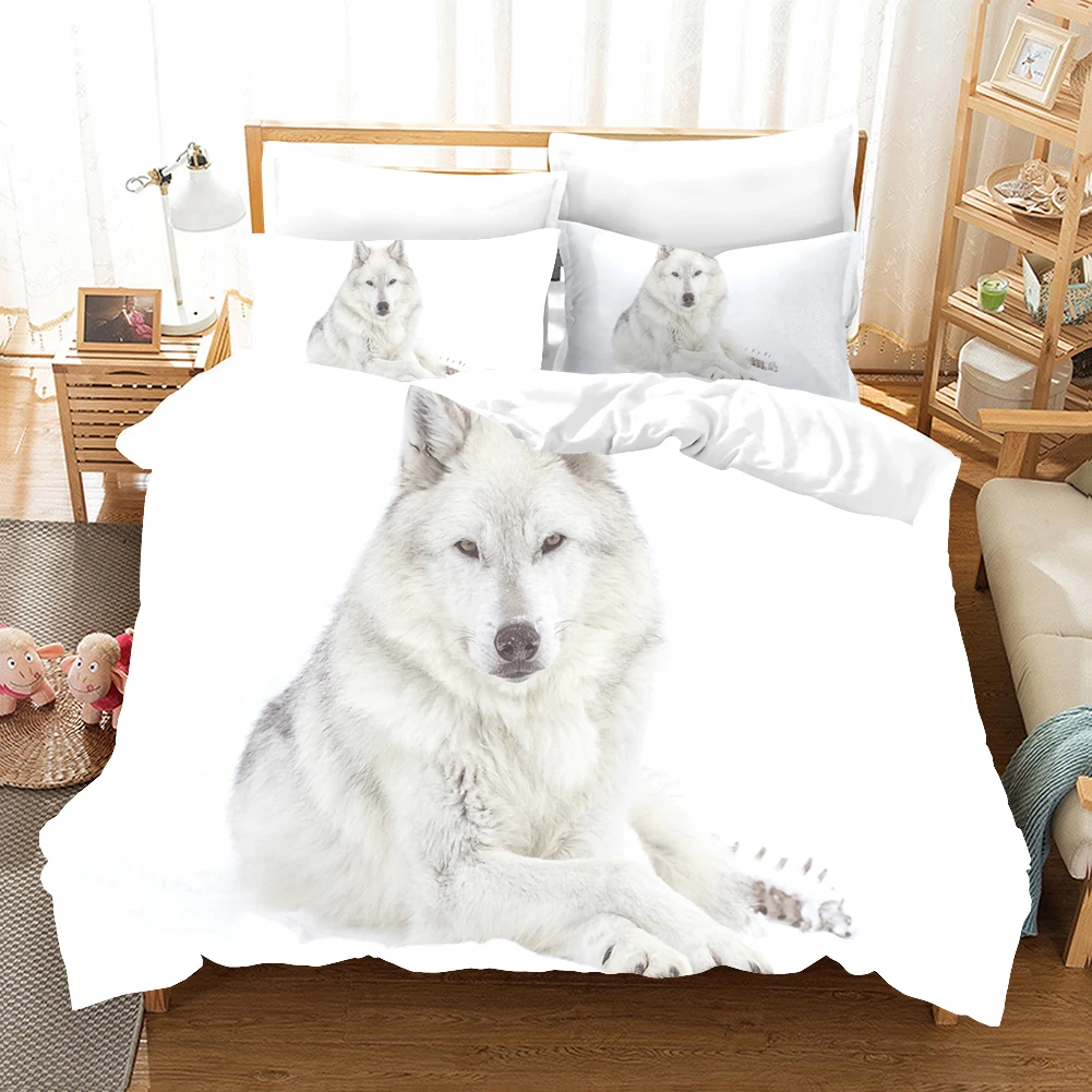 Milky Way Duvet Cover Set, Bedding, 3D Print, Starry Sky Indian Wolf,Animals,Bed Cover,Comfortable Home Textile