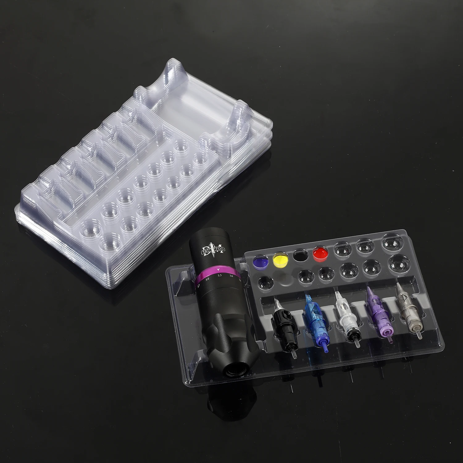 

10 шт./компл. одноразовые чернила для татуировки, лоток для картриджей, держатель игл, контейнер для пигмента, подставка для тату-машины