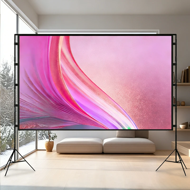 Double triangle bracket screen, 16:9 projector with bracket, perfect for indoor and outdoor use as a projection screen