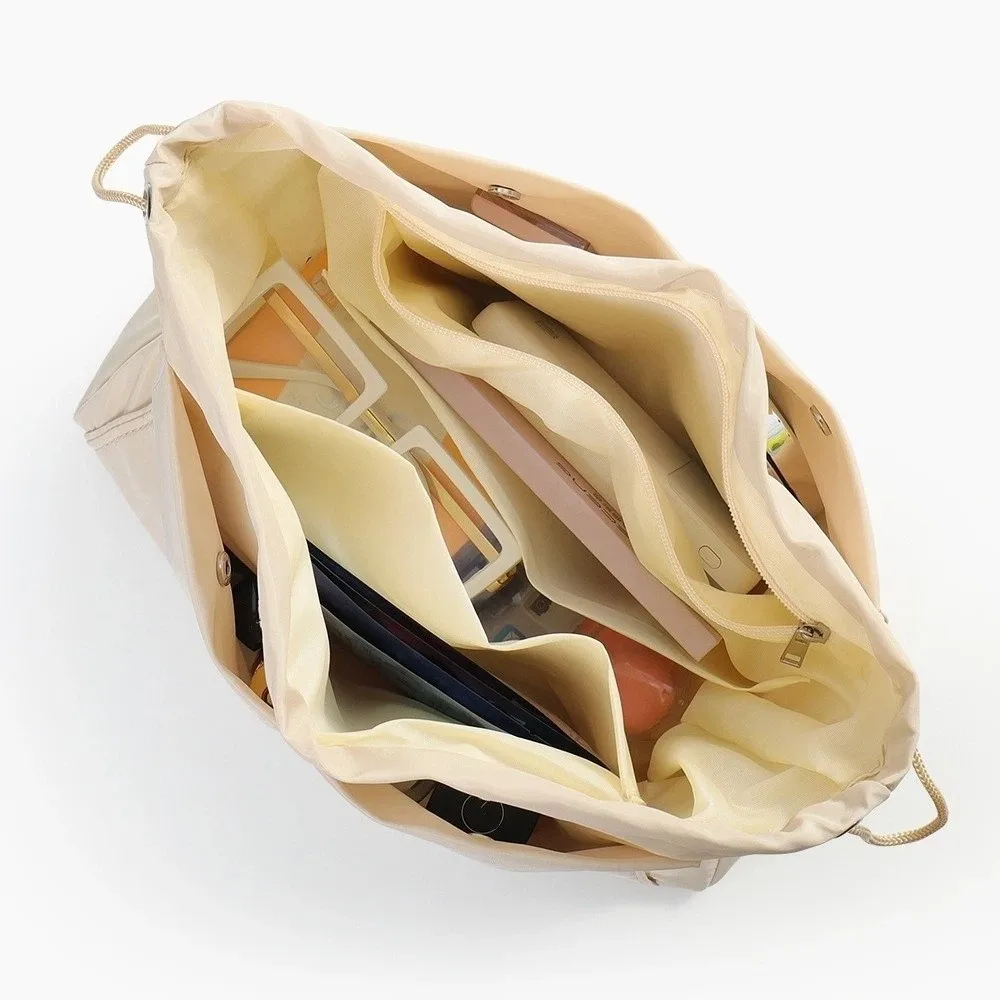 Multi-Pocket Insert Cosmetic Bag Multi layer Large Capacity Nylon Toiletry Bag Multifunctional Solid Color Storage Bag Outing