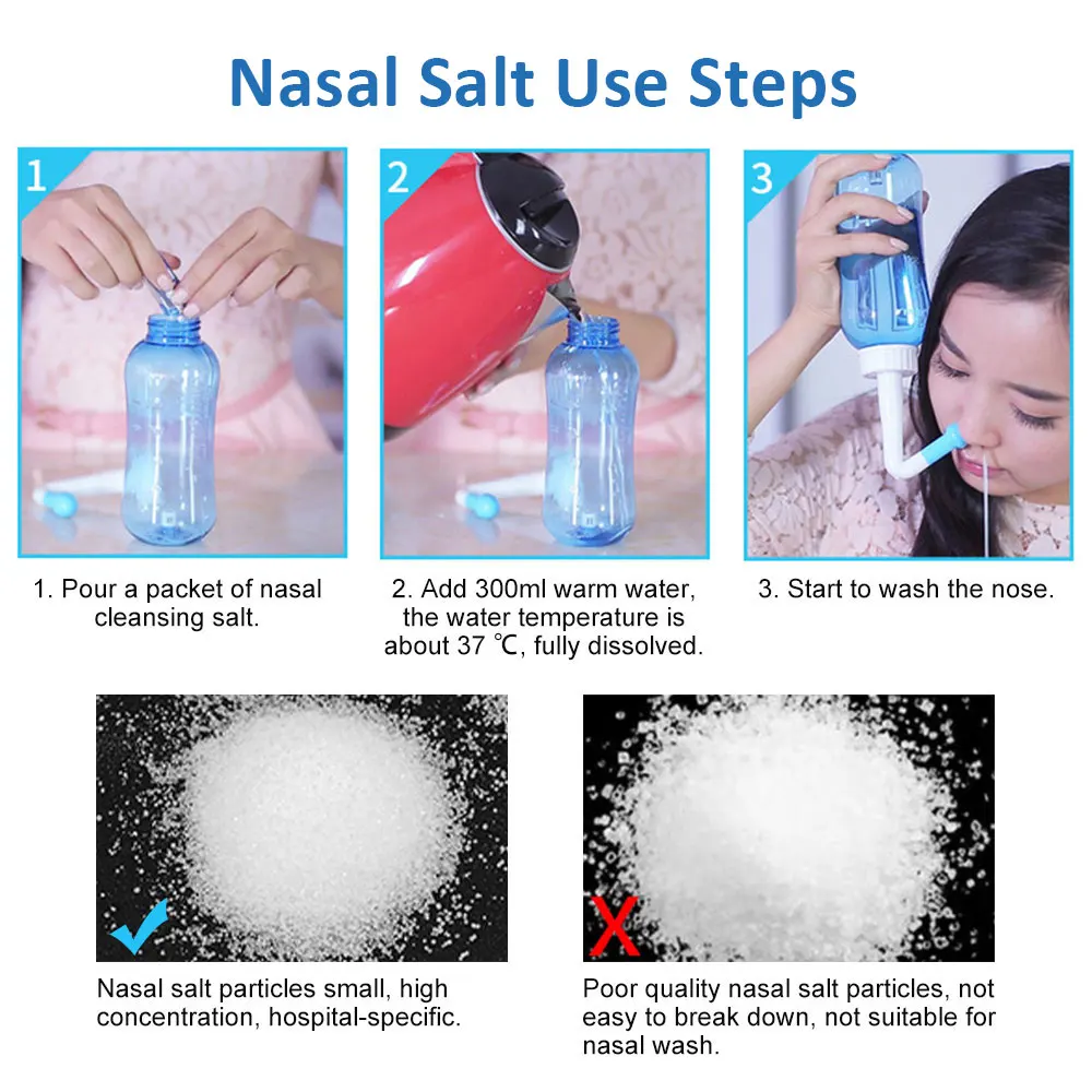 60pcs Nose Cleaner Salt Nasal Rinse Salt Allergies Relief Washing Rinse Nasal Wash Salt Packs Irrigator Cleaning Nose Protector