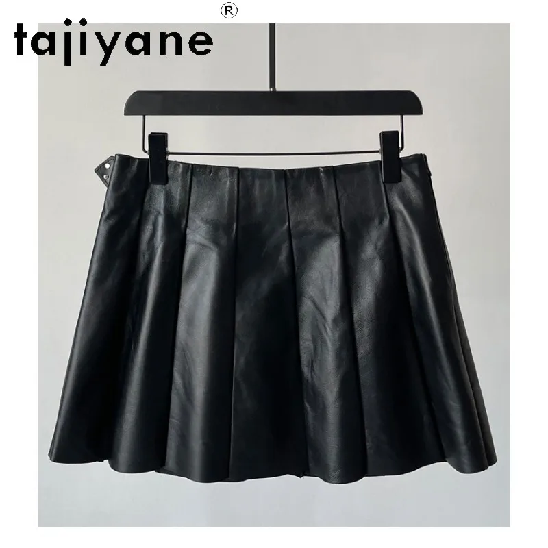 TAJIYANE Short Real Leather Skirt Sheepskin Women's Skirts Black Skirts for Woman A-line Pleated Skirts 2026 Woman Юбка Slim-fit