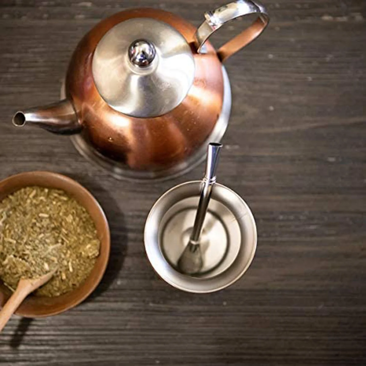 2025+ Yerba Mate Set Includes Double Walled 18/8 Stainless Mate Tea Cup,One Mate (Straw),A Cleaning Brush (Wood,230ML)