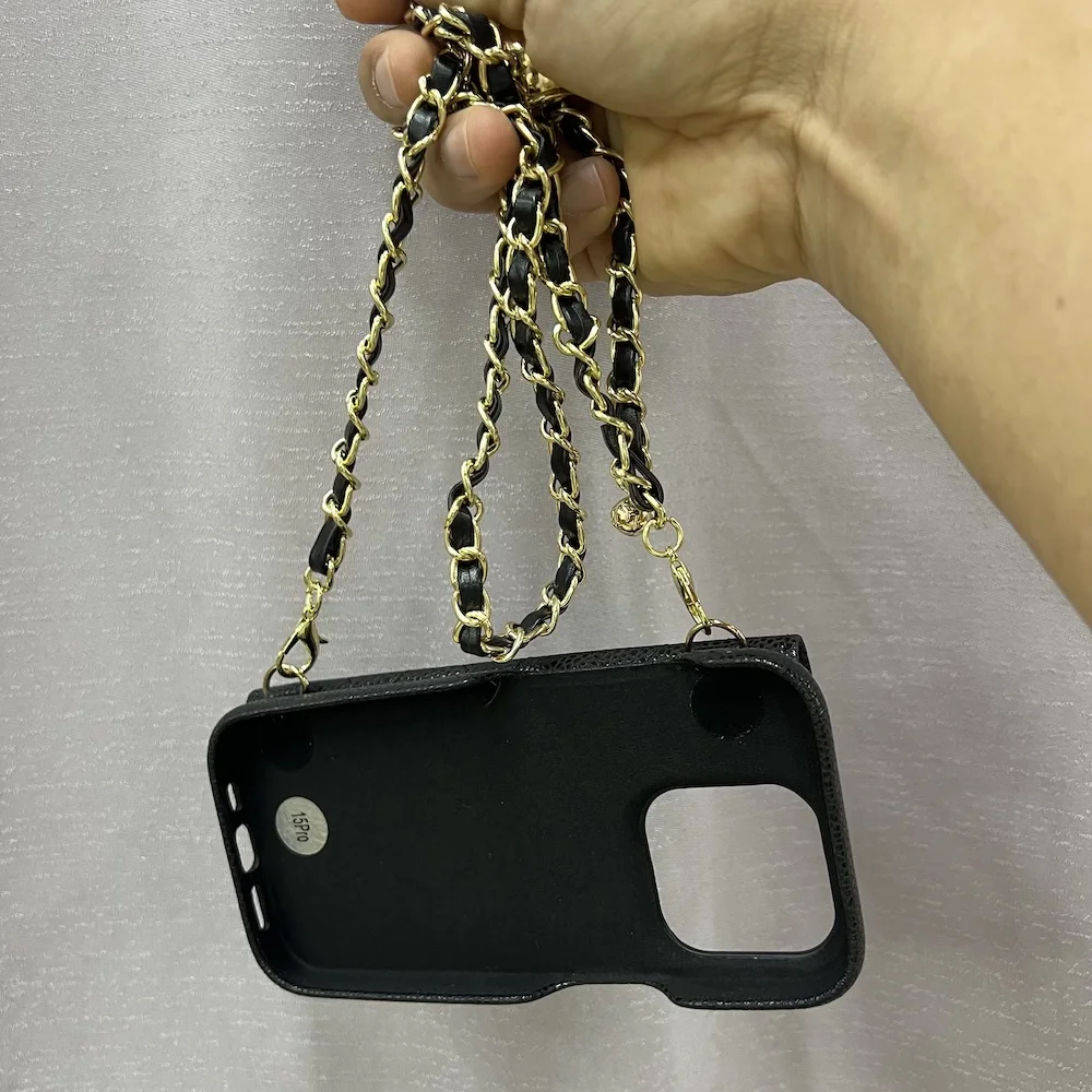 Crossbody قابل للتعديل الحبل سلسلة فو أغطية جلد آيفون 16 برو ماكس 15 14 زائد 13 12 محفظة حامل بطاقة جراب هاتف قذيفة