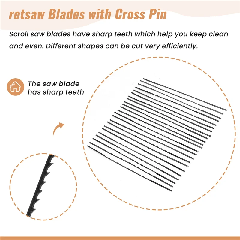 ABVG-Scroll Saw Blades Plain End 5 Inch 24PCS 12 TPI Regular Tooth For Woodworking DIY