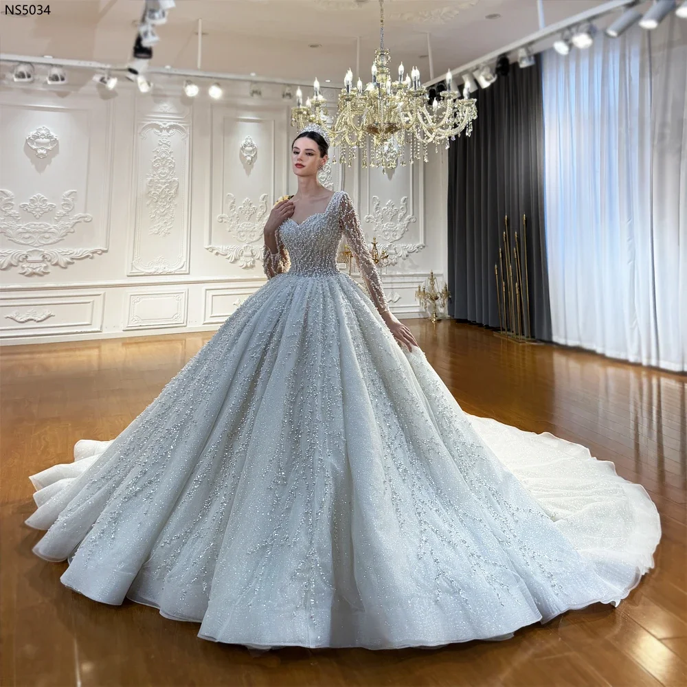 Customized Elegant  Sexy Deep V Neck Wedding Dress Lace Applique Beaded Illusion Bridal Gown Backless Princess Bride Dress