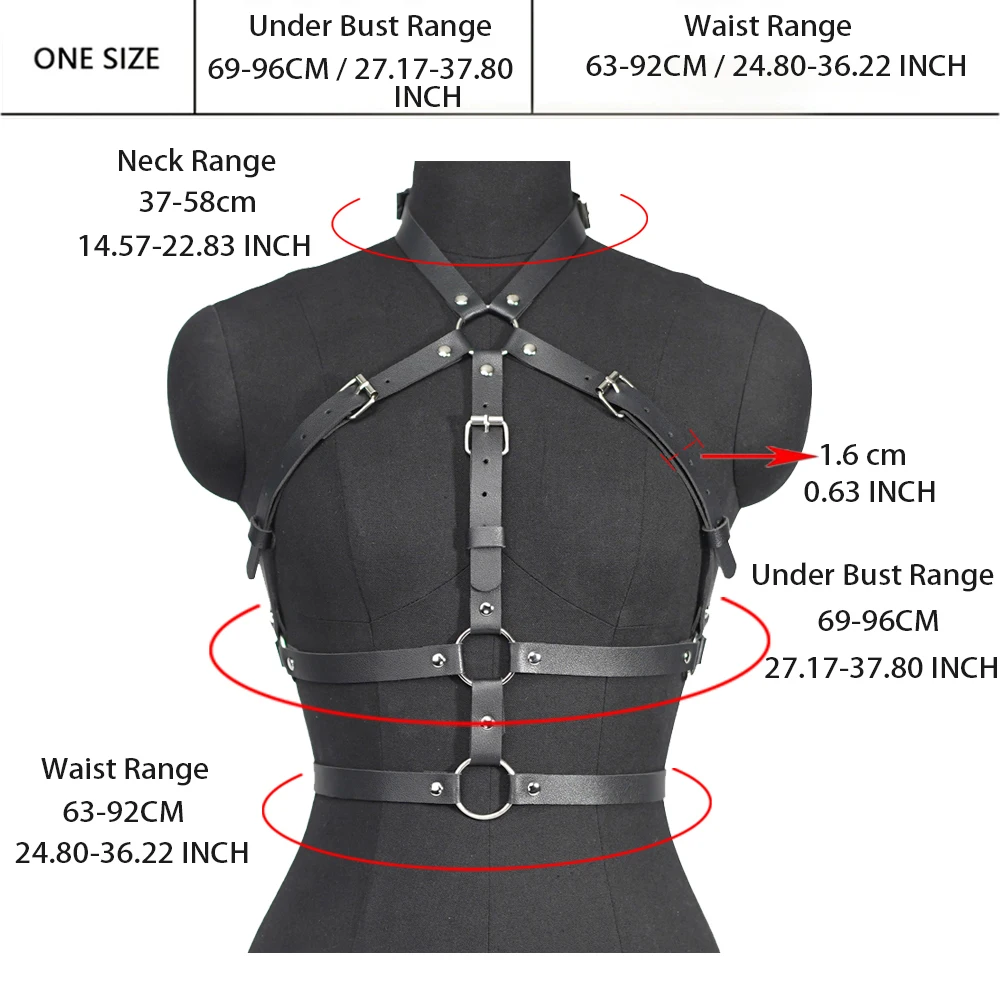 Women Sexy Harness Belt Chest Harness Corset Pu Leather  Bdsm Bondage Lingerie Gothic Fetish Clothing Exotic Accessorie