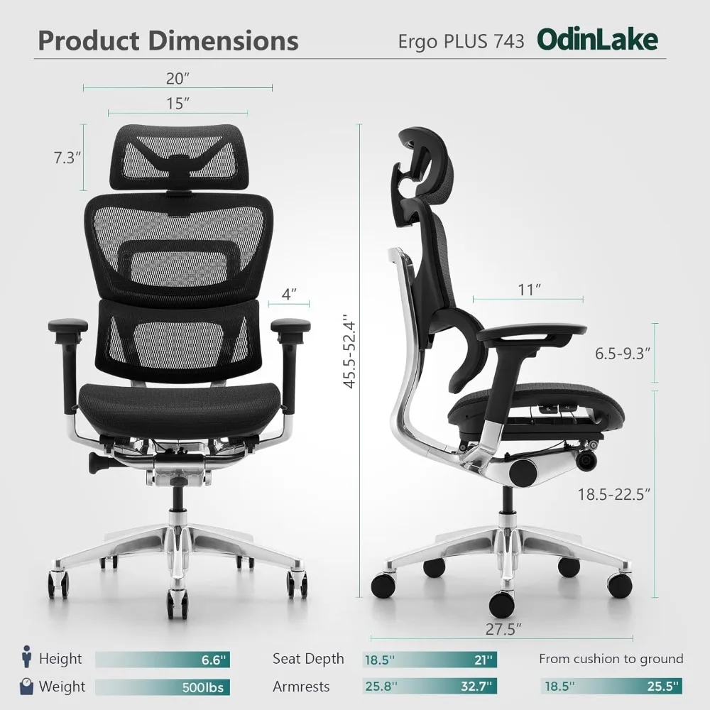 Ergonomic Office Chair Big and Tall - 350LBS Capacity, 6'5