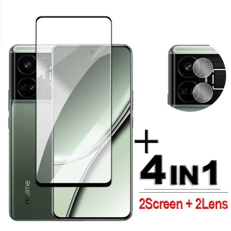 4in1 For Realme GT5 Glass For Realme GT5 240W Tempered Glass 2.5D Full Cover Screen Protector For Realme GT5 Lens Film 6.74 inch