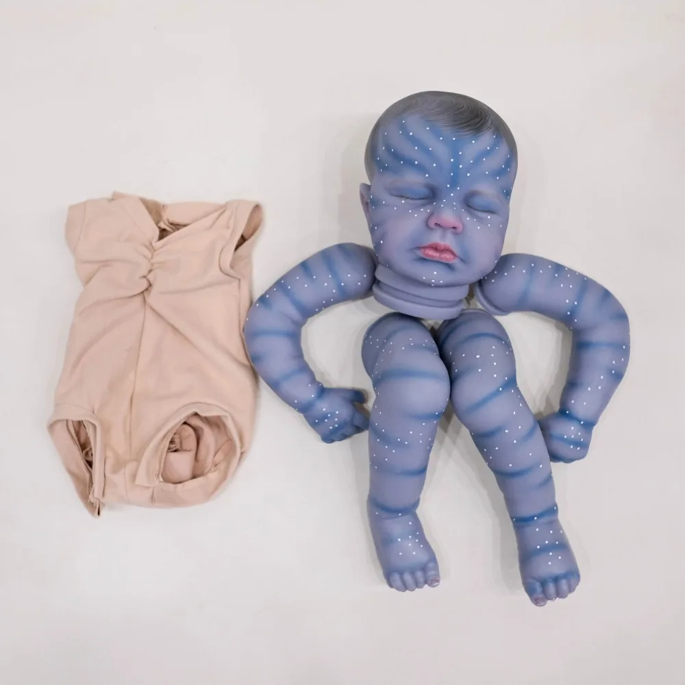 

19inch Reborn Doll Kit Loulou Avatar in Blue Skin Already Painted Unfinished Doll Parts DIY Baby Doll Kit Many Detailed Veins