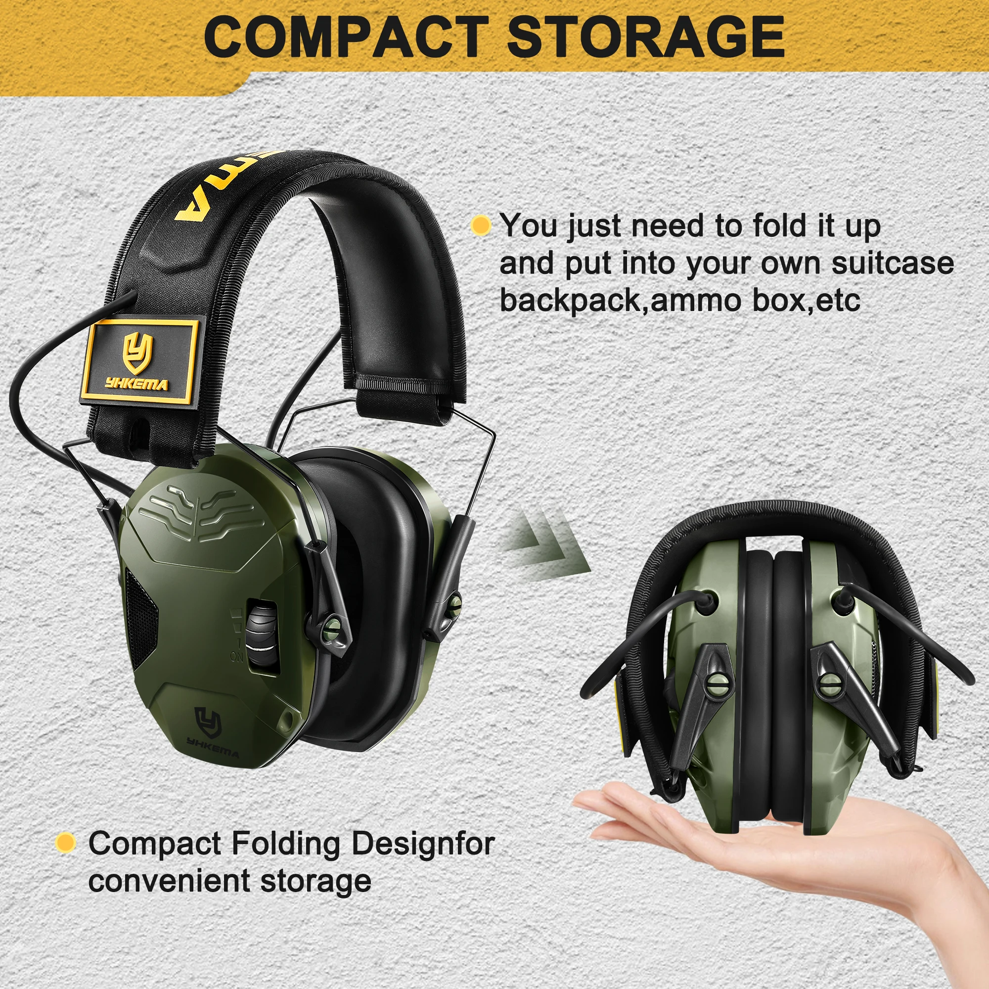 Tactical Active Shooting Earmuff for Slim Ultra Low Profile Compact Design Adjustable Range Shooting Hunting Hearing Protection