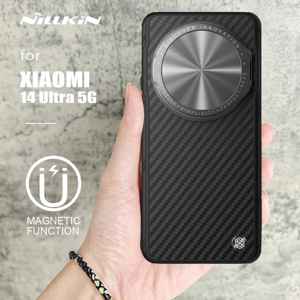 Nillkin for Xiaomi Mi 14 Ultra 5G Case Carboprop Aramid Fiber Cover Camera Stand Protection Case for Mi 14 Ultra Lens Cover