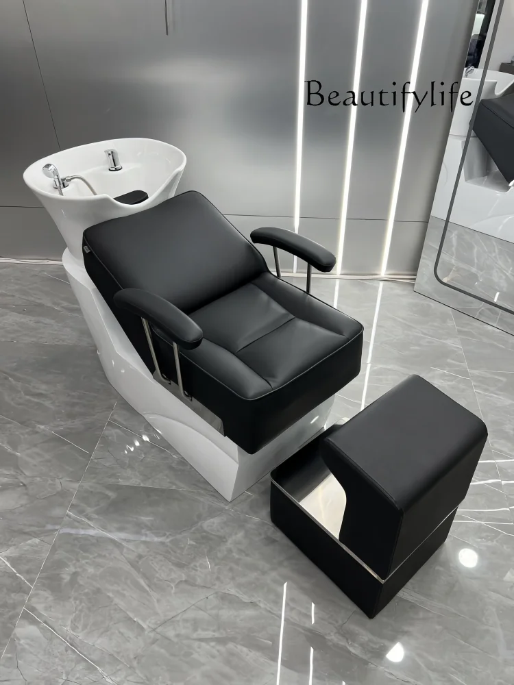 

High-End Shampoo Chair Hair Saloon Dedicated Ceramic Deep Basin Hair Salon Lying Half Hair Salon Flushing Bed