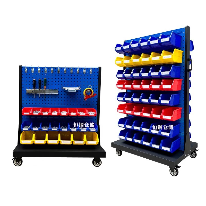 

Двусторонняя мобильная винтовая тележка для мастерской, сверхмощные стальные стойки для журналов, стеллаж для деталей, органайзер, коробка, офисная мебель FYTR