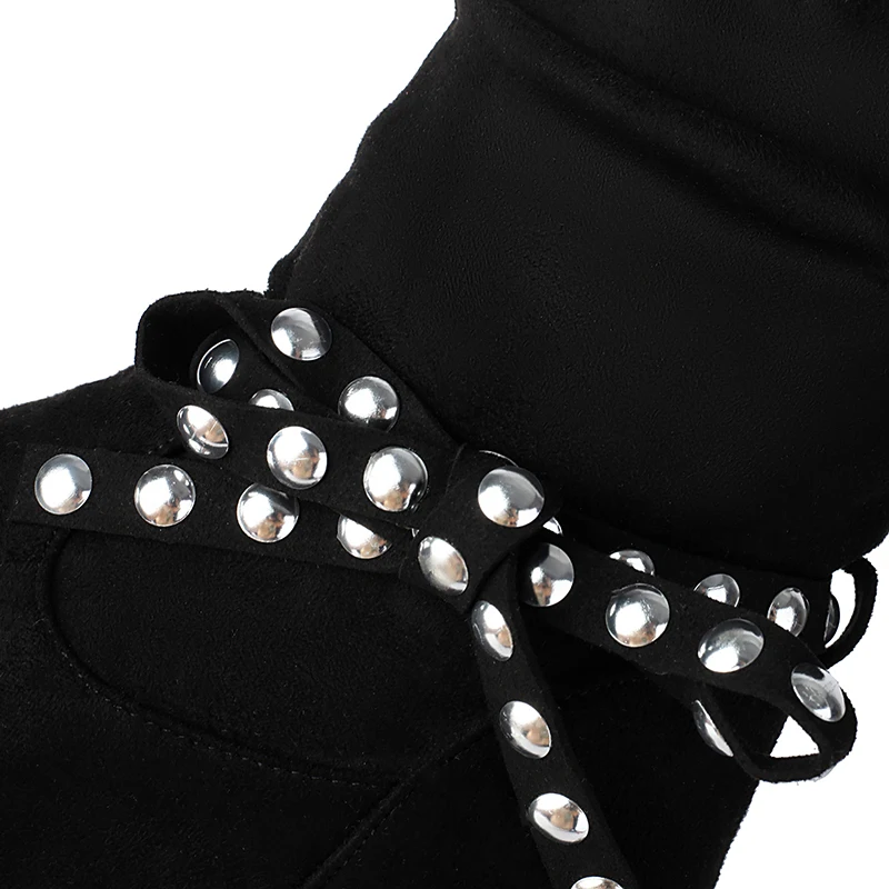 Kcenid-Bottes Hautes à Talons Épais pour Femme, Rondes, à la Mode, avec Rivets, Style Rétro, Nouvelle Collection Hiver