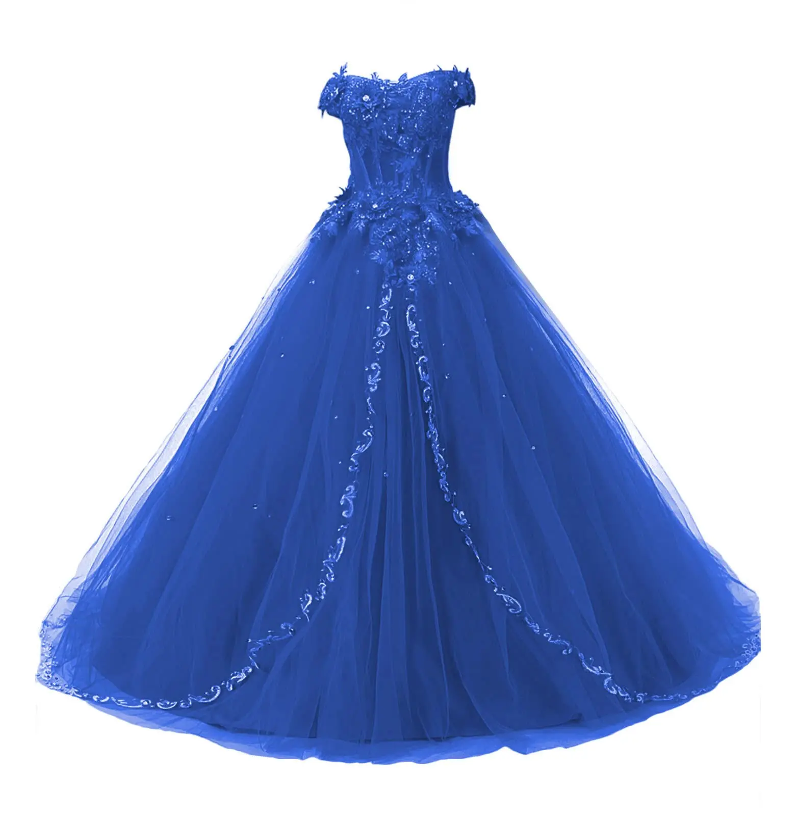 BM Long Ball Gown Quinceanera Dress Lace Formal Evening Gowns Tulle Sweet 16 Prom Party Vestido De 15 Anos