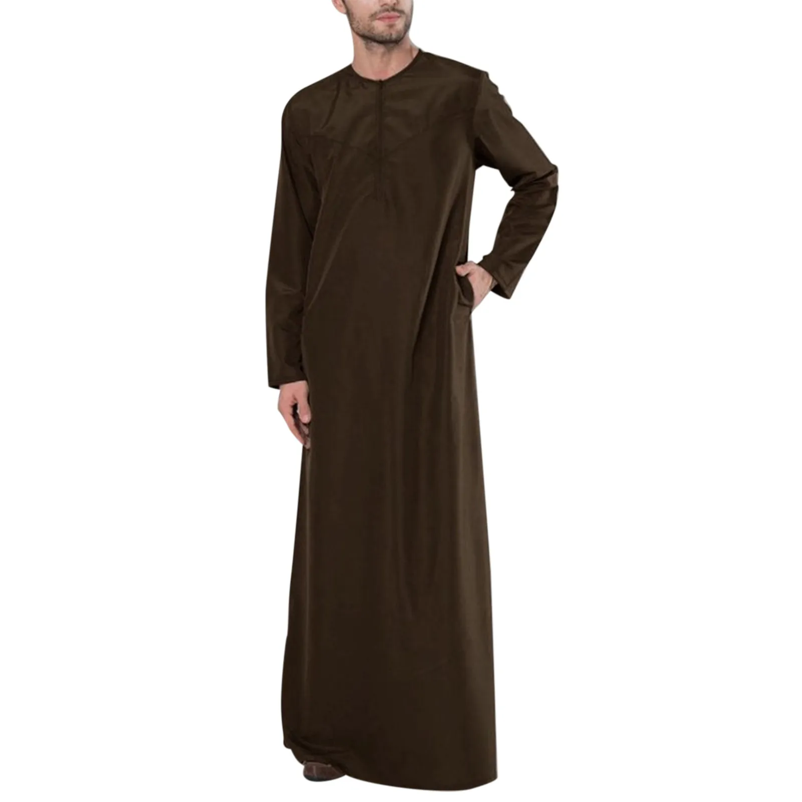 Long Sleeve Aman Abaya Jubba Thobe For Men Kaftan Pakistan Muslim Saudi Arabia Djellaba Islam Clothing Prayer Robe Afghan