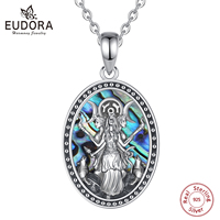 Eudora 925 Sterling Silver Triple Moon Goddess Necklace Vintage Dog Hecate Amulet Pendant Natural Abalone Jewelry Personality