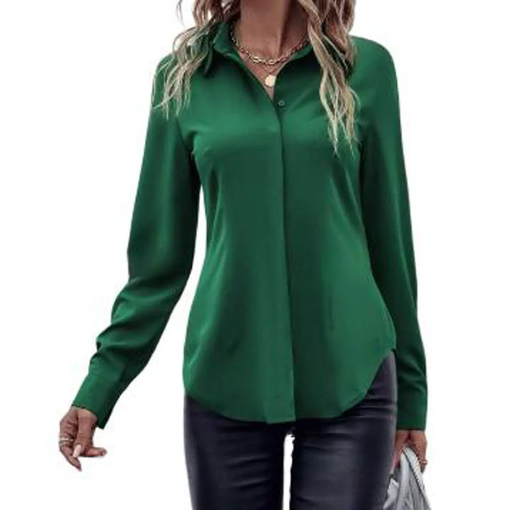 Blusa de satén para mujer, camisas de verano para mujer, ropa de trabajo OL, blusa ajustada, Tops DFFZ-A0081