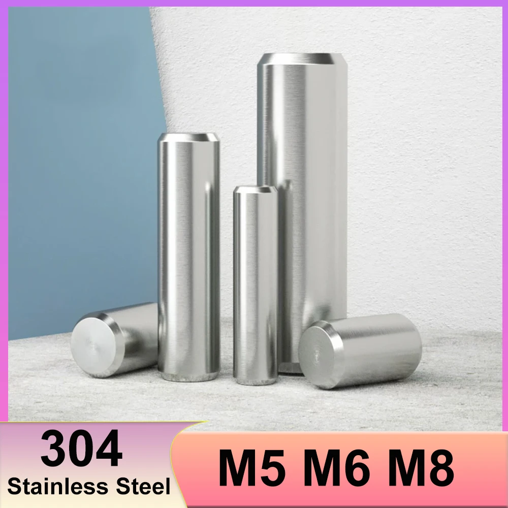 M5 M6 M8 304 Stainless Steel Cylindrical Locating Dowel Pin Metal Fixed Shaft Lock Pins Round Bar Solid Rod L=6/8/10/12/14-100mm