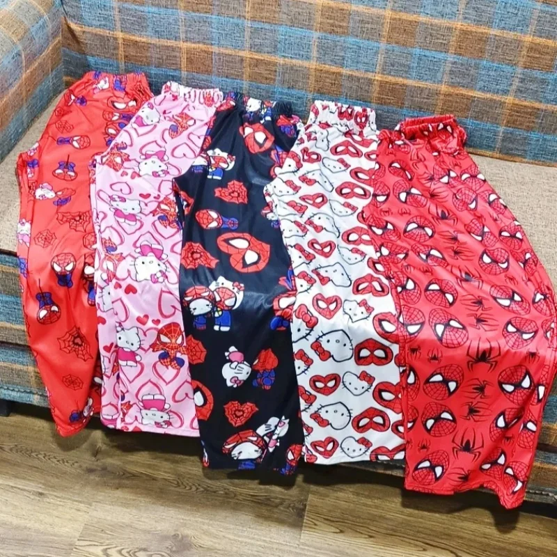 2024new Hello Kitty Cotton Loose Ladies Pajama Pants Pyjama Trousers Women Men Sleep Bottoms Lounge Wear Girl Sleep Pants Spring