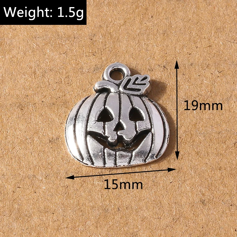 10 Stück Metall-Fledermaus-Anhänger, Halloween-Totenkopf-Kürbis-Anhänger für die Herstellung von Halsketten, Armbändern, handgefertigten DIY-Schmuckstücken – Detail 22
