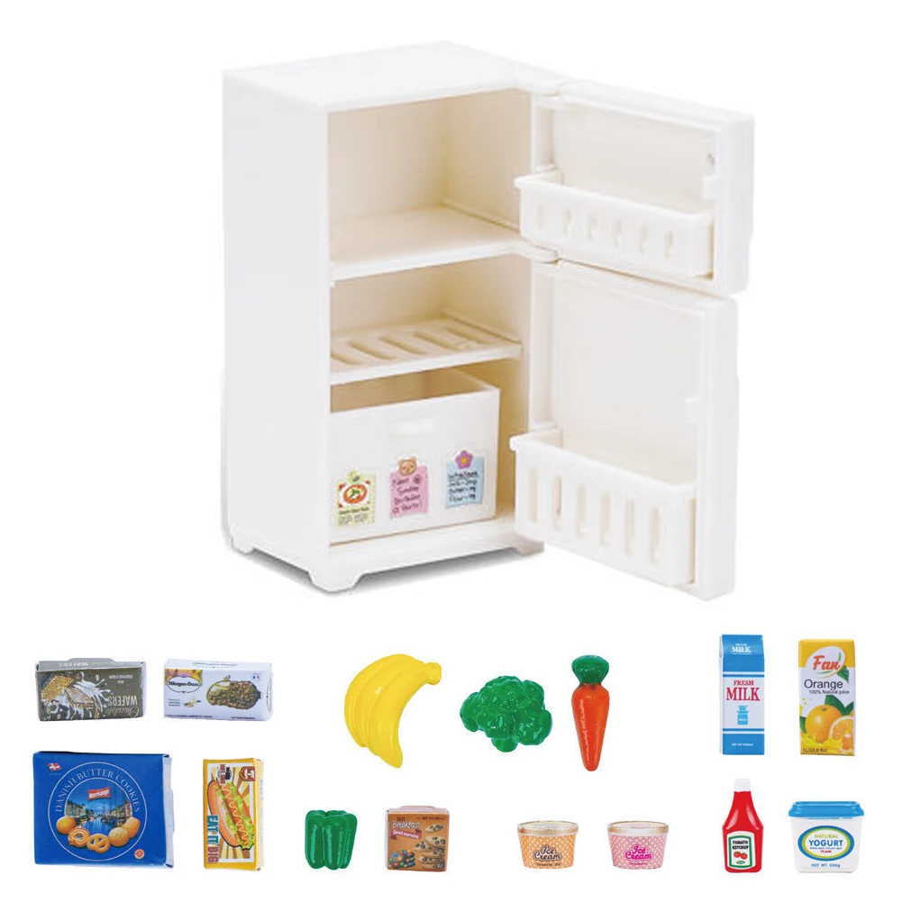 17 unids/set accesorios de decoración para casa de muñecas Mini casa de muñecas modelo congelador simulación refrigerador juguete adornos juguete para juego de imitación
