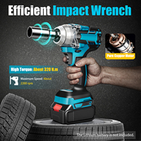 520Nm Cordless Impact Wrench 18V Driver Brushless High Torque Wrench w Hook Set Ratchet Screwdriver Compatible for Makita