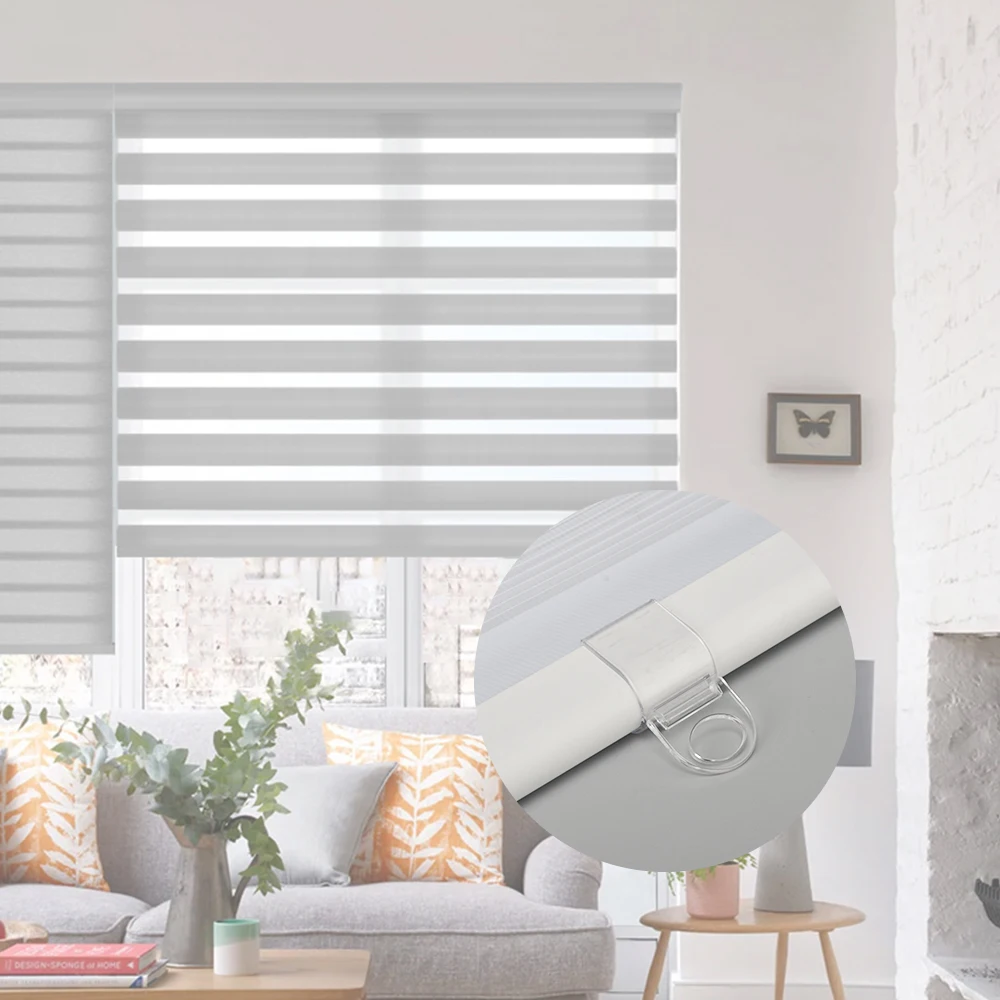 Cordless Zebra Blinds for Windows Full Shade Fabric Manual Cord-free Roller Blinds High Security Blackout Blinds for Bedroom