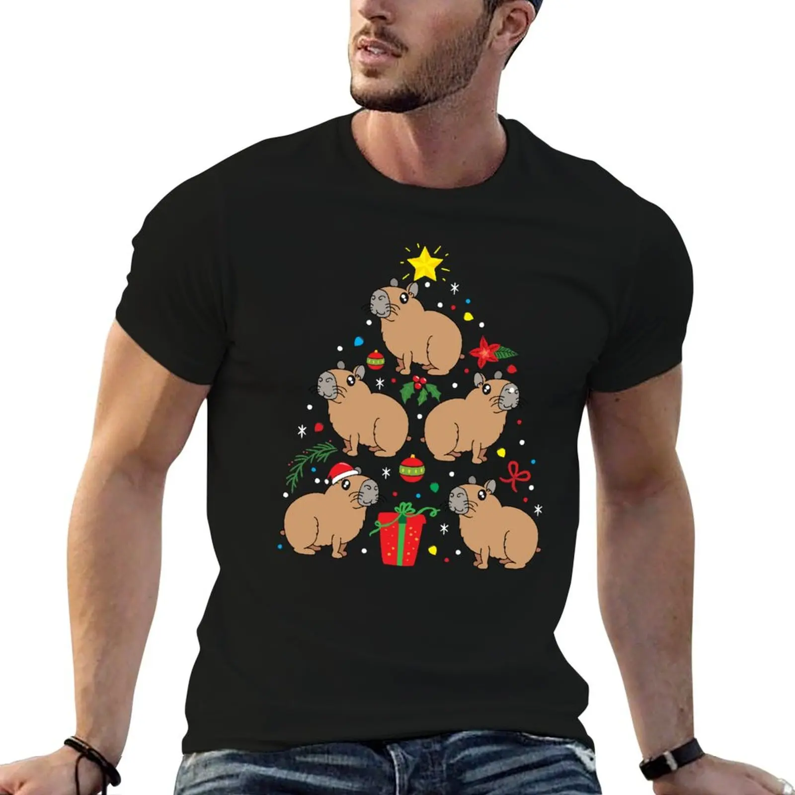 

Capybara Christmas Ornament Tree T-Shirt shirts graphic quick drying funny gifts graphics designer t shirt men