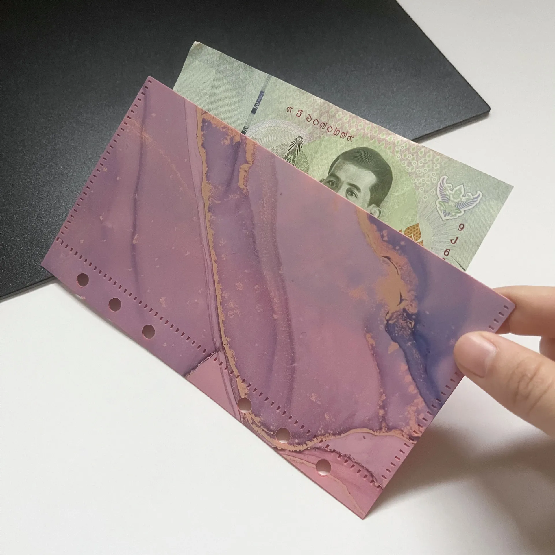 A6 Colrful Pink Black Binder Pockets Binder Folders for Notebook Divider Page Waterproof PVC Leaf Document Filing Bag