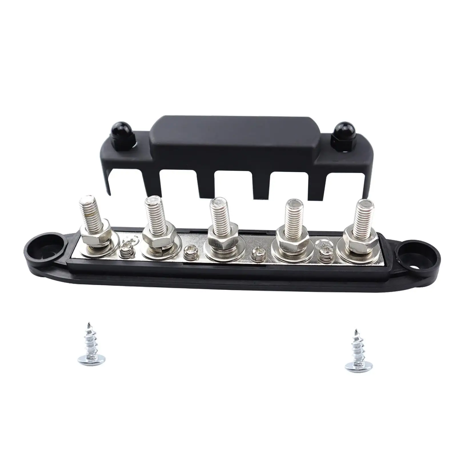 Generic Power Distribution Block Bus Bar Dustproof, 5 Stud, Busbar Terminal Block for Yacht Truck Marine Trailer Car