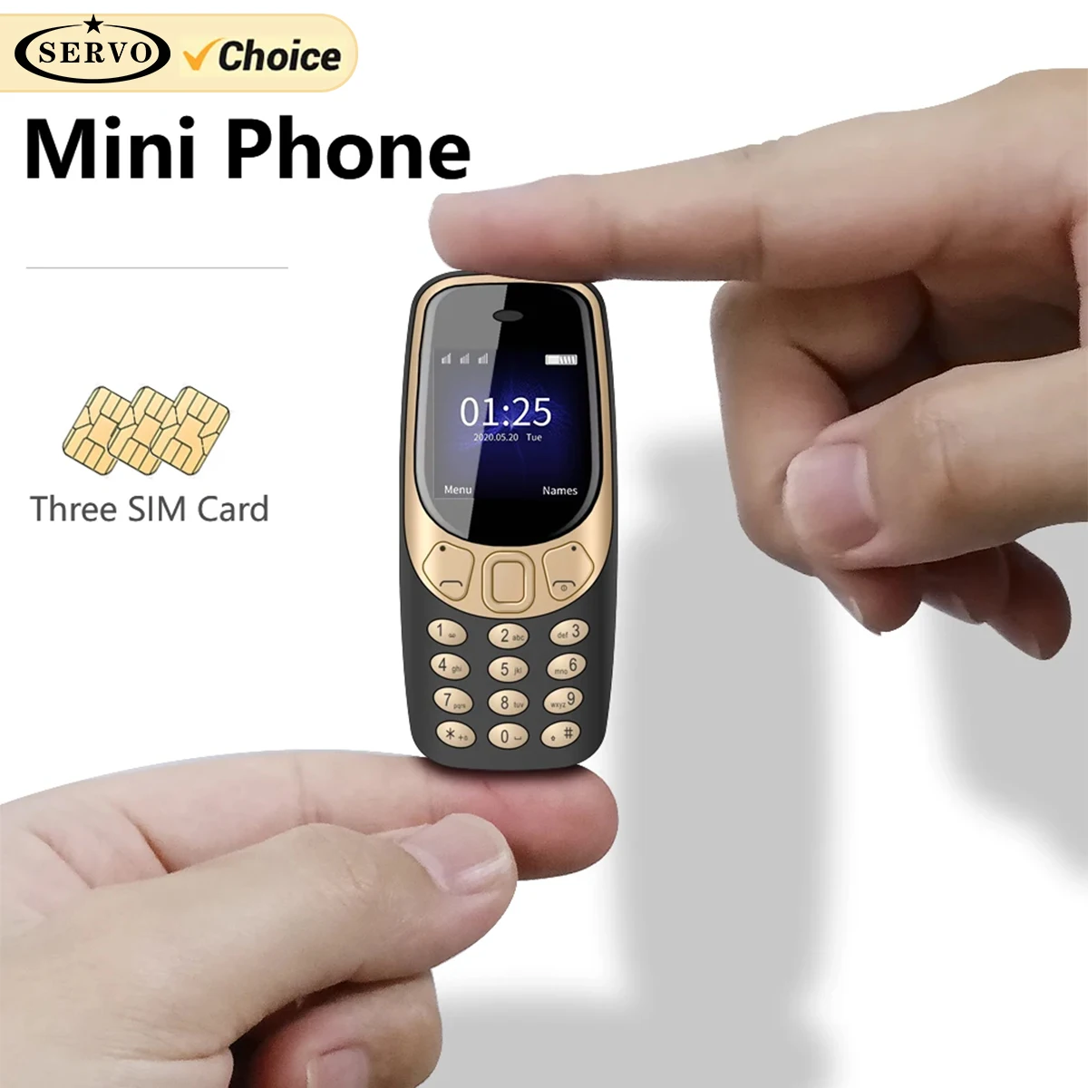 SERVO Q3308 PRO 3 SIM Card 3 Standby Mini Mobile Phone Bluetooth Dial Speed Dial Magic Voice FM Radio Call Recording Cellphone