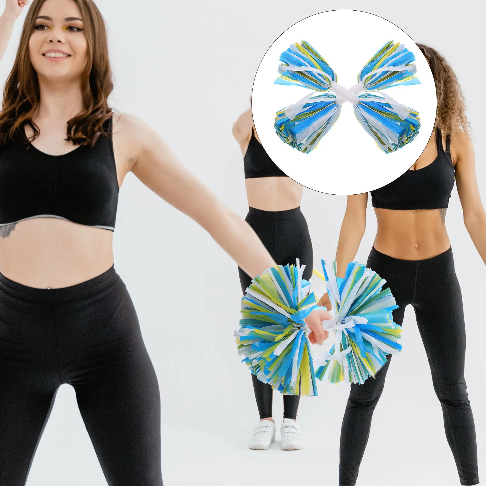 

2pcs Cheerleading Pom Poms Bright Color Durable PET PE Material Performance Props Gymnastics Dance Festivals Sports Events