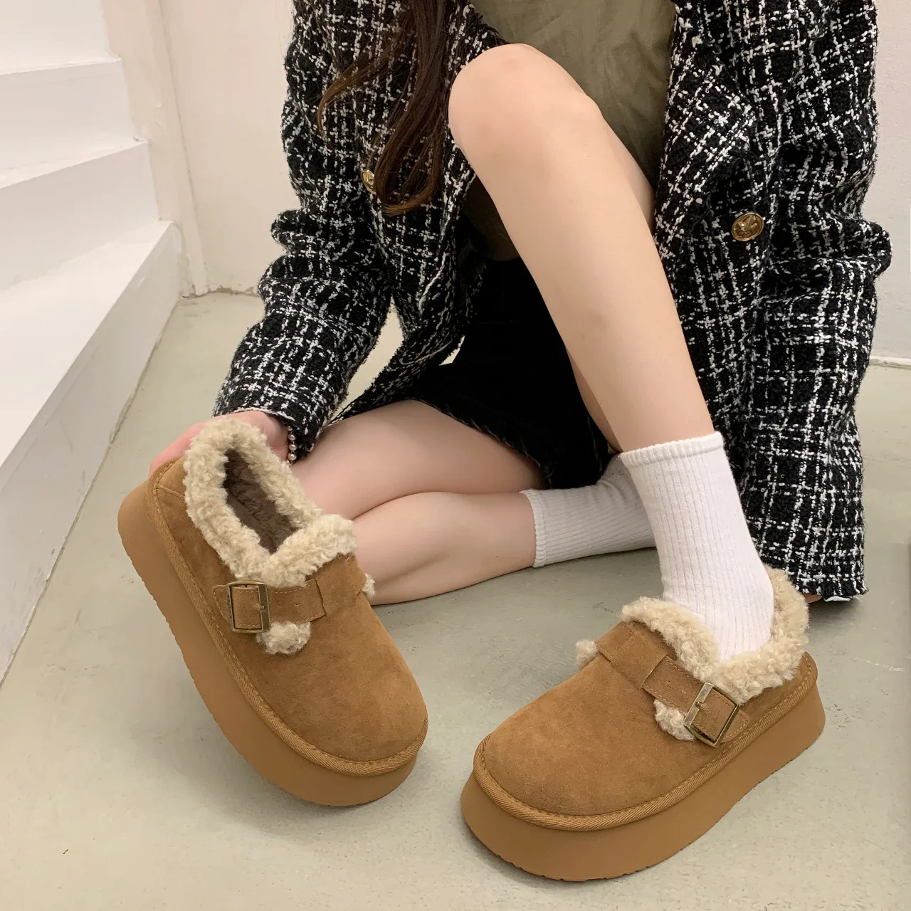 Scarpe da donna con nodo a fiocco piattaforma tutto-fiammifero punta tonda bocca superficiale autunno Casual scarpe da ginnastica femminili