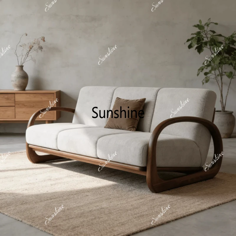 

New Chinese style, simple, solid wood sofa living room, large and small apartment reception furniture