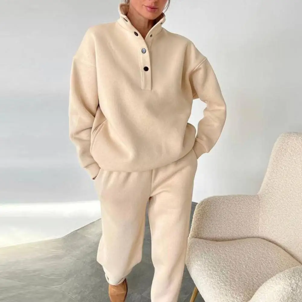 Oversized Solid Casual Pullovers Long Pant Set Warm Hoodie New Tracksuit Suit Fashion pant sets for women 2 pieces