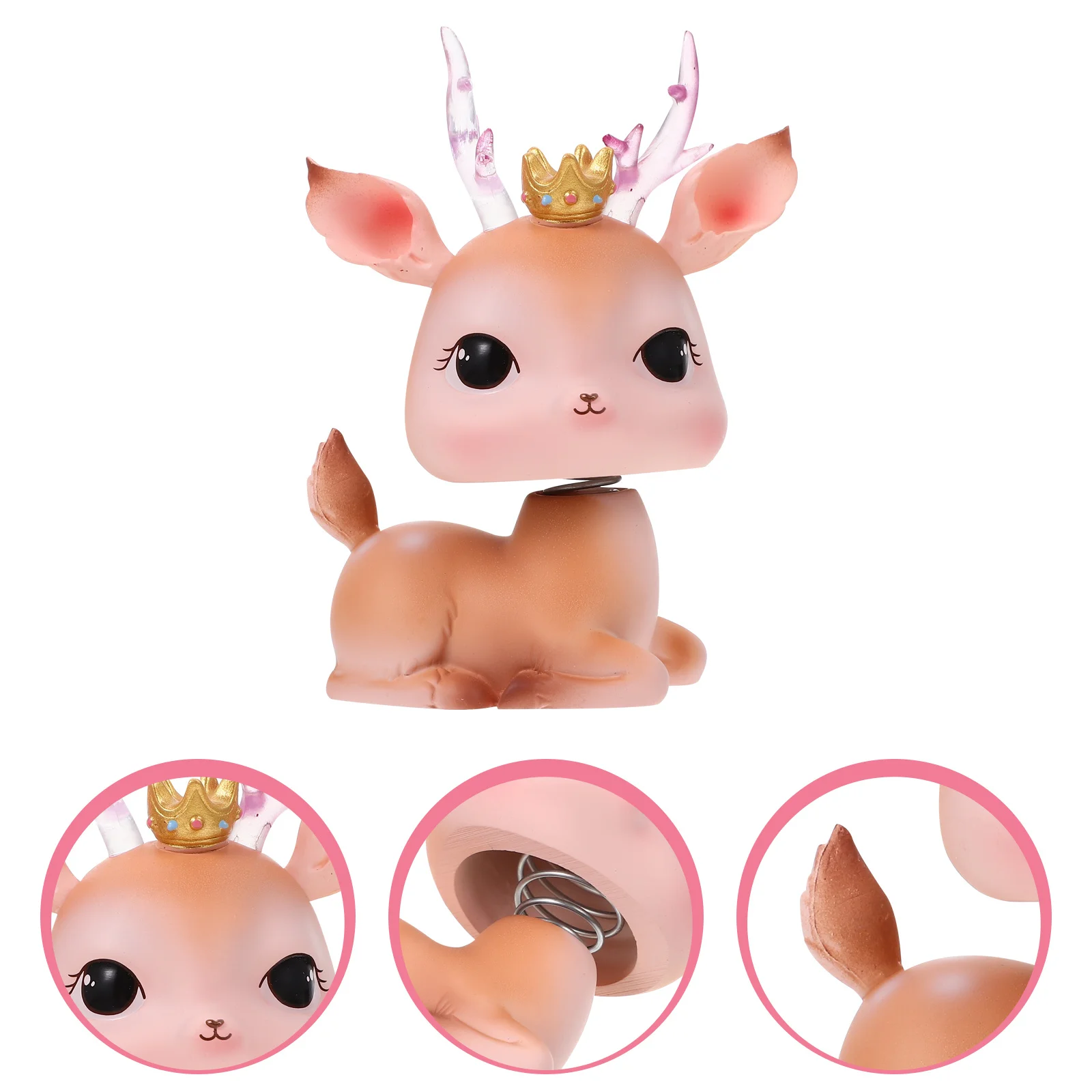 

Vivid Shaking Head Deerlet Resin Desktop Car Decoration Not Easy to Fade Excellent Texture Good Mood Adornment