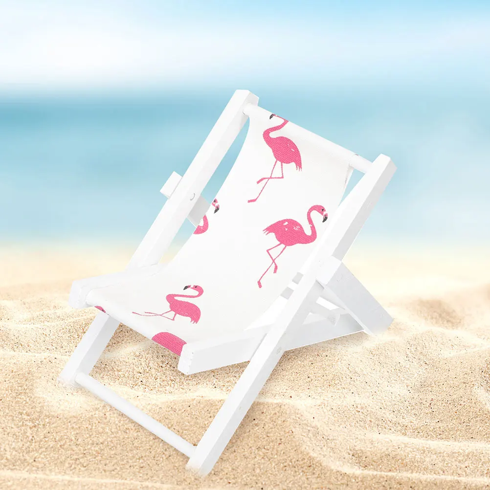 

3pcs Miniature Folding Beach Chairs Wooden Accessories Dollhouse Props Crafted Materials Unique Design Decor Living