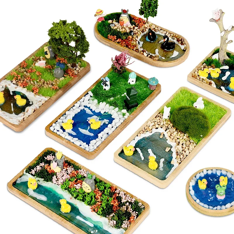 DIY Fairy Garden Accessories, Resin Animal Figurines Set Duck Rabbit Frog for Miniature Landscape Dollhouse Scenery Home Decor