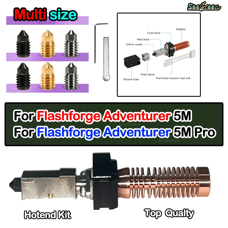 Upgrade For Flashforge Adventurer 5M / 5M Pro Hotend AD5M Nozzle Replacable Caremic Hotend Faster Heating AD5M Pro Nozzle 280℃