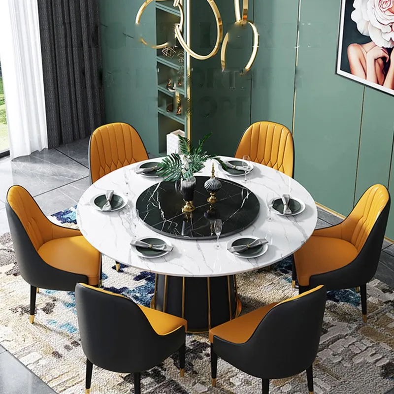 Optional Color Table Dining Table Set Modern With Lazy Susan High-end Marble Dining Marble Top Dining Table Set