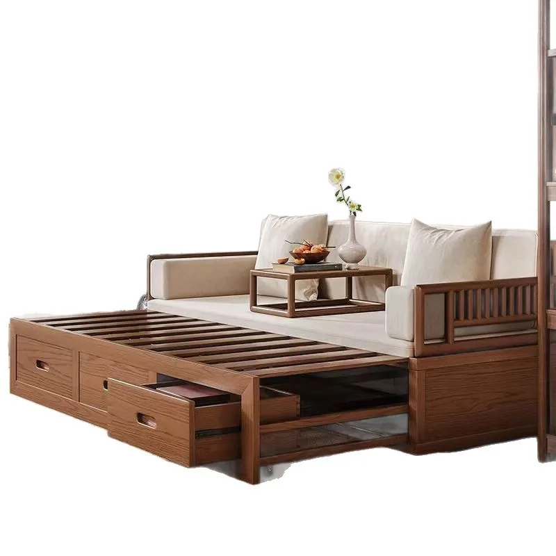 

Chinese-style solid wood storage sofa storage living room, log Zen small apartment, simple and modern