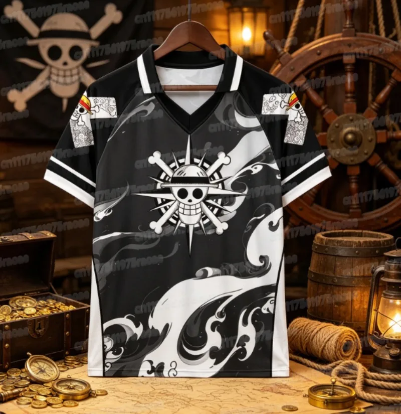 Summer Special Edition ONE PIECE Luffy Short Sleeve Collar T-shirt Jersey T-shirt Oversized Breathable Sweatshirt FamilyMatching