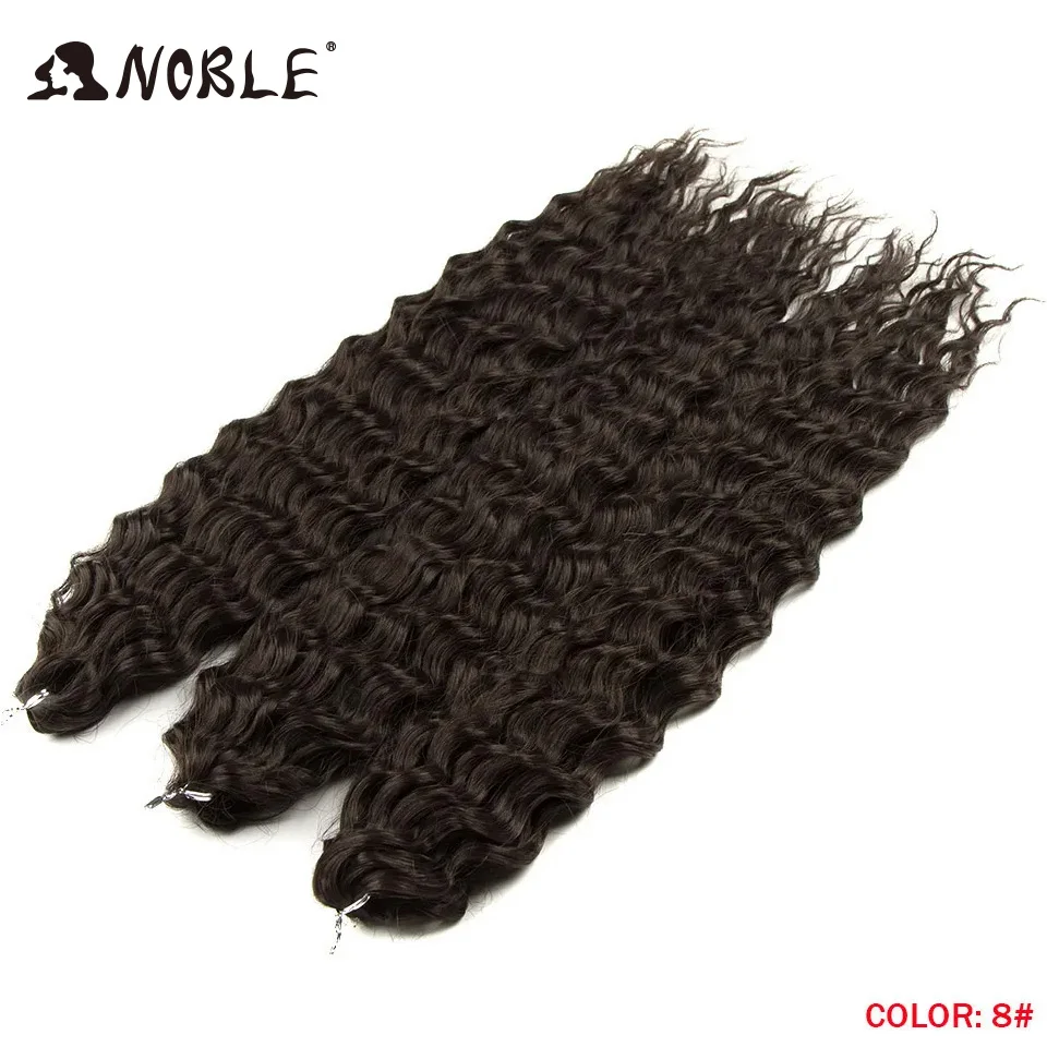 Noble Hair Synthetic Twist Crochet Curly Hair 24 Inch Water Wave Braid Hair Ombre Blonde Brown Deep Wave Braiding Hair Extension image 3