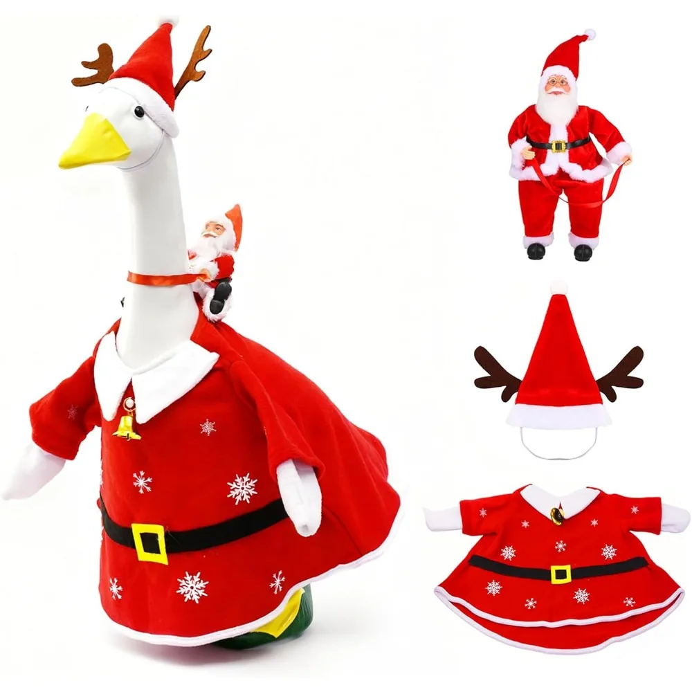 

23-дюймовый рождественский костюм гуся — золотое платье-колокольчик для статуй гуся/утки во дворе, праздничный декор на открытом воздухе для сада и патио