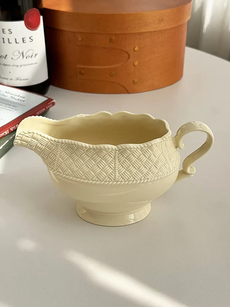 

Французская кофейная кружка, тяжелая промышленность, тисненное керамическое ведро для сока, кофе, чай, молоко, кувшин, нежный дизайн, кухонная утилита